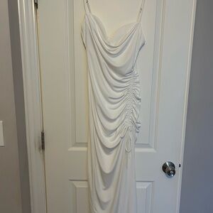 Zara White Draped Midi Dress